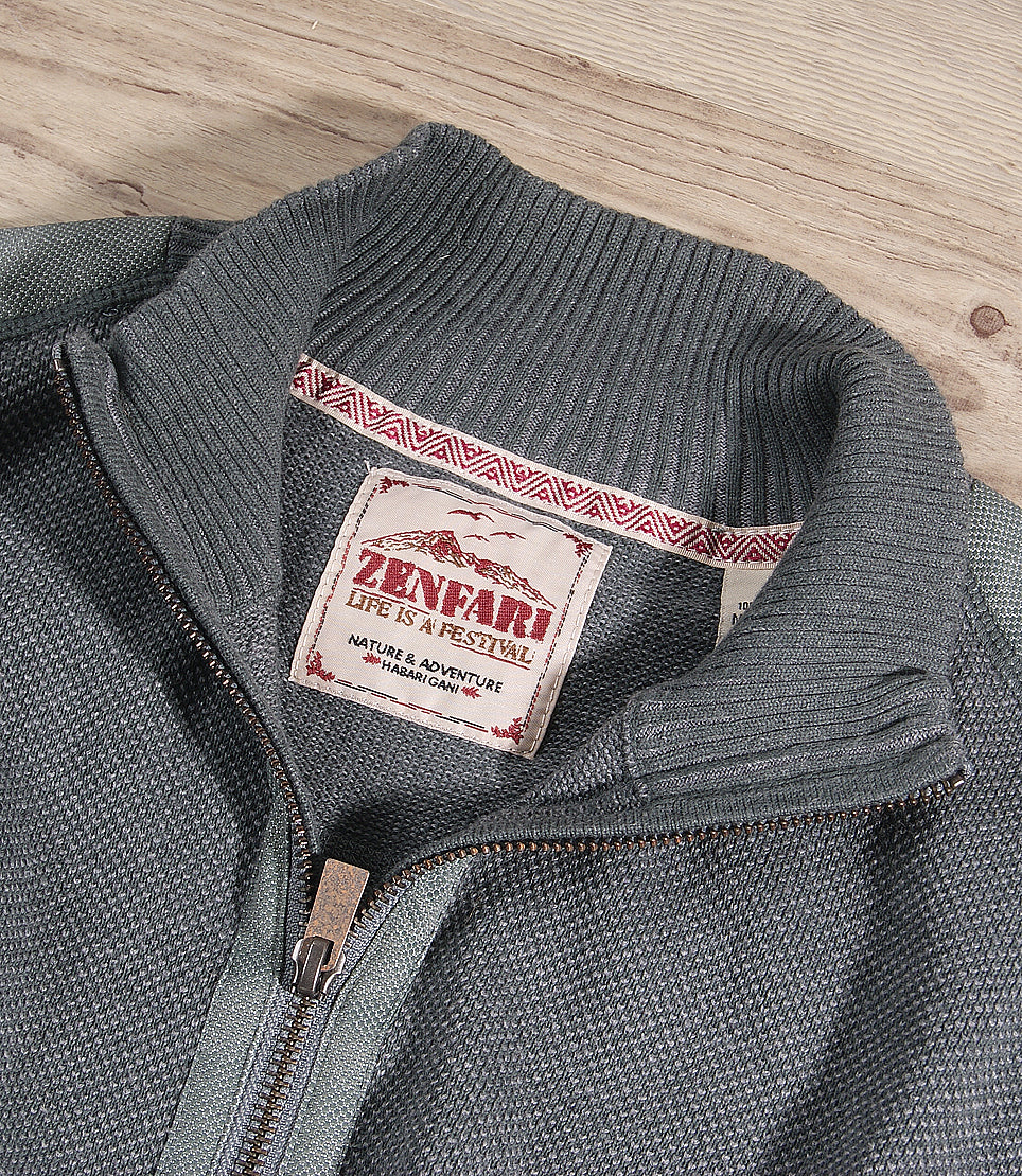 【MODERNIF】Vino Dangara Half Zip-up Knit Ultra-fine Zegna Baruffa Half-Zip Merino Wool Sweater